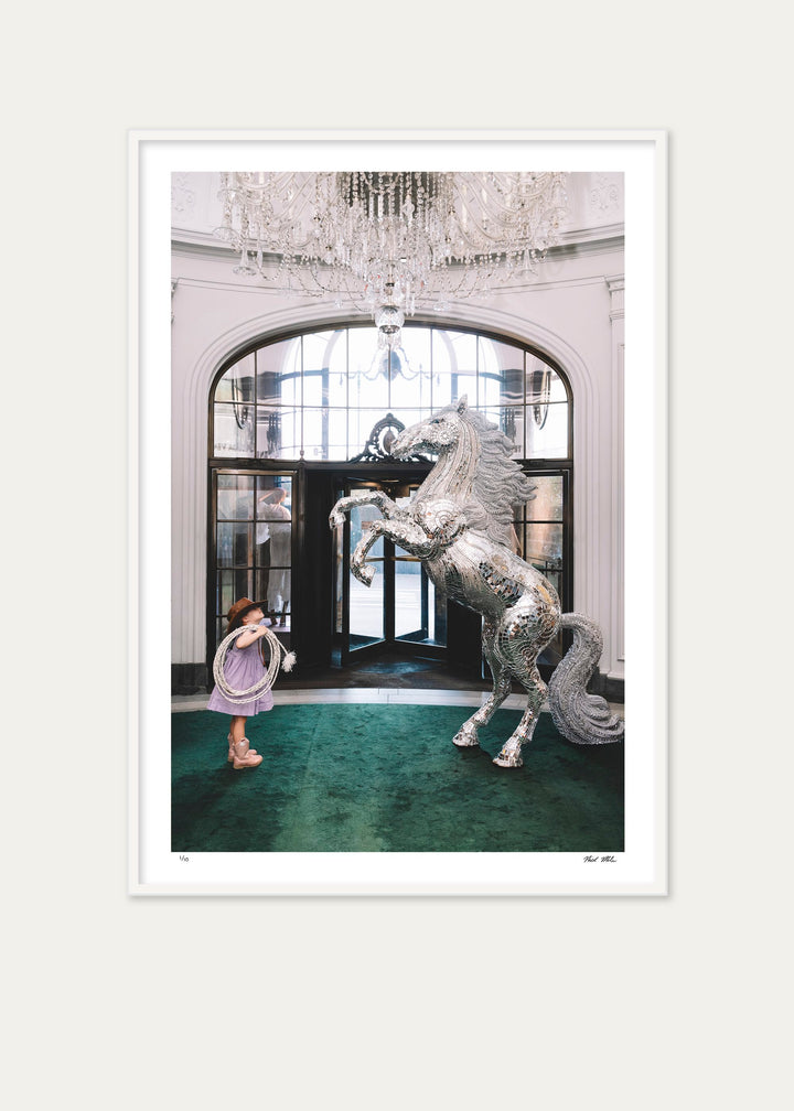 Framed Bucking Bronco print by Nick Mele x Bergdorf Goodman, A New York Affair