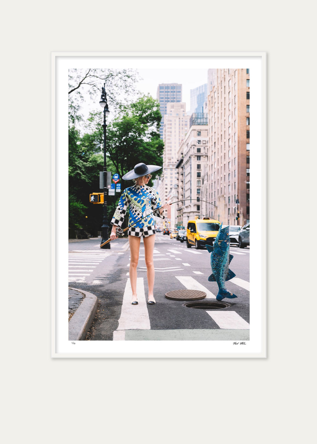 Framed Gone Fishing print by Nick Mele x Bergdorf Goodman, A New York Affair