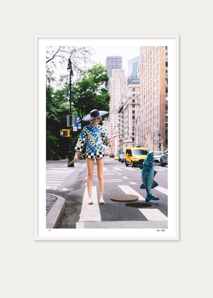 Framed Gone Fishing print by Nick Mele x Bergdorf Goodman, A New York Affair