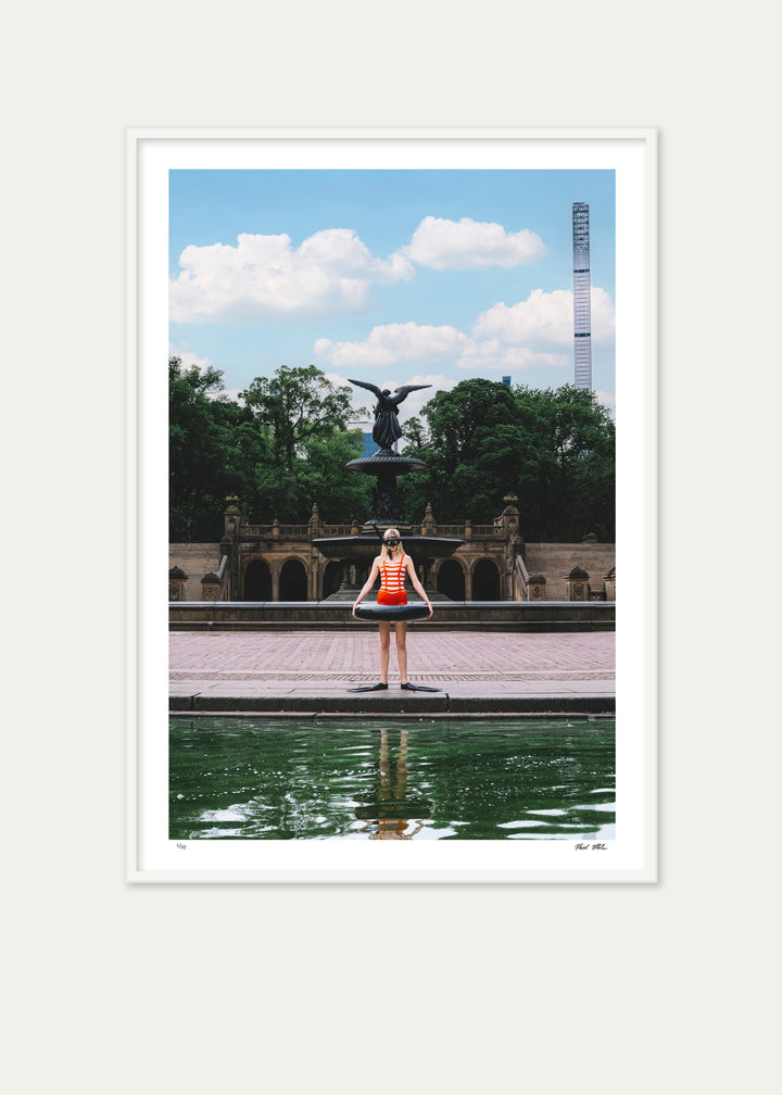 Framed Morning Swim print by Nick Mele x Bergdorf Goodman, A New York Affair