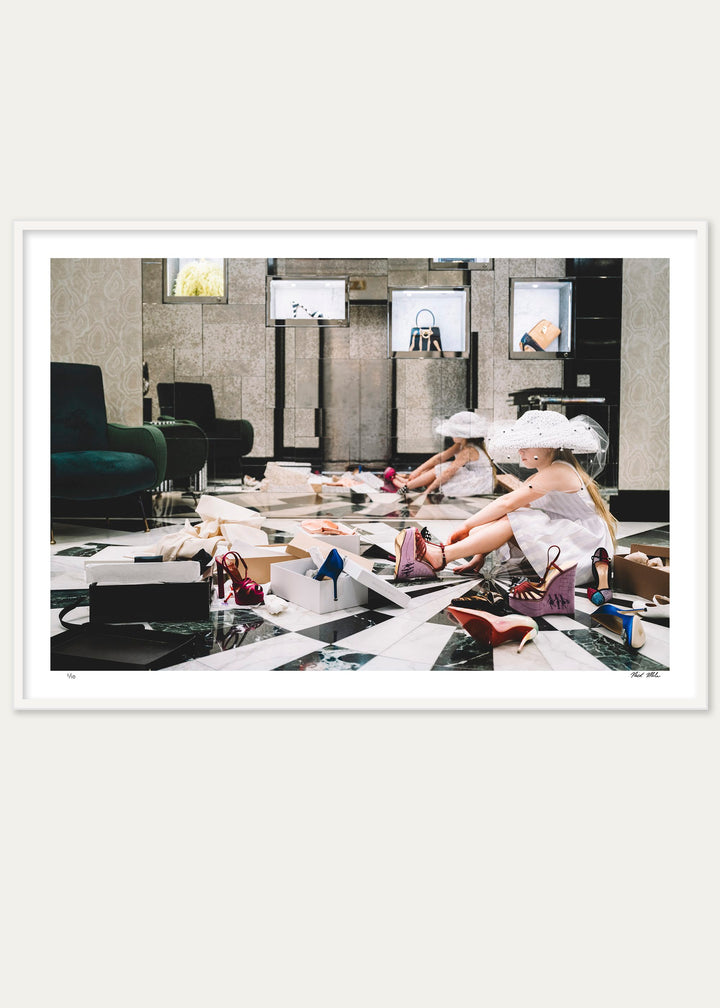 Framed Shoe Department print by Nick Mele x Bergdorf Goodman, A New York Affair