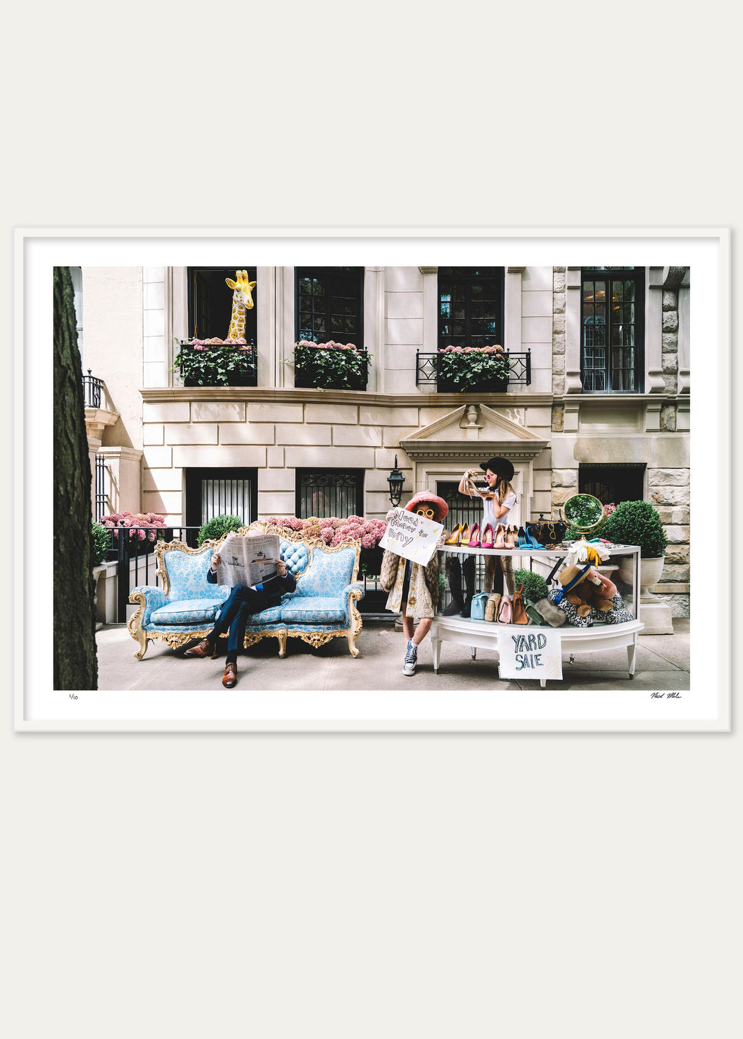 Framed Yard Sale print by Nick Mele x Bergdorf Goodman, A New York Affair