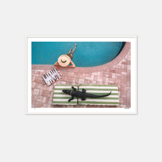 The colony hotel, palm beach, palm beach pool, vintage palm beach, palm beach backgammon, palm beach alligator, alligator at pool, alligator and backgammon, backgammon, gold chain alligator, striped pool chair, palm beach straw hat.